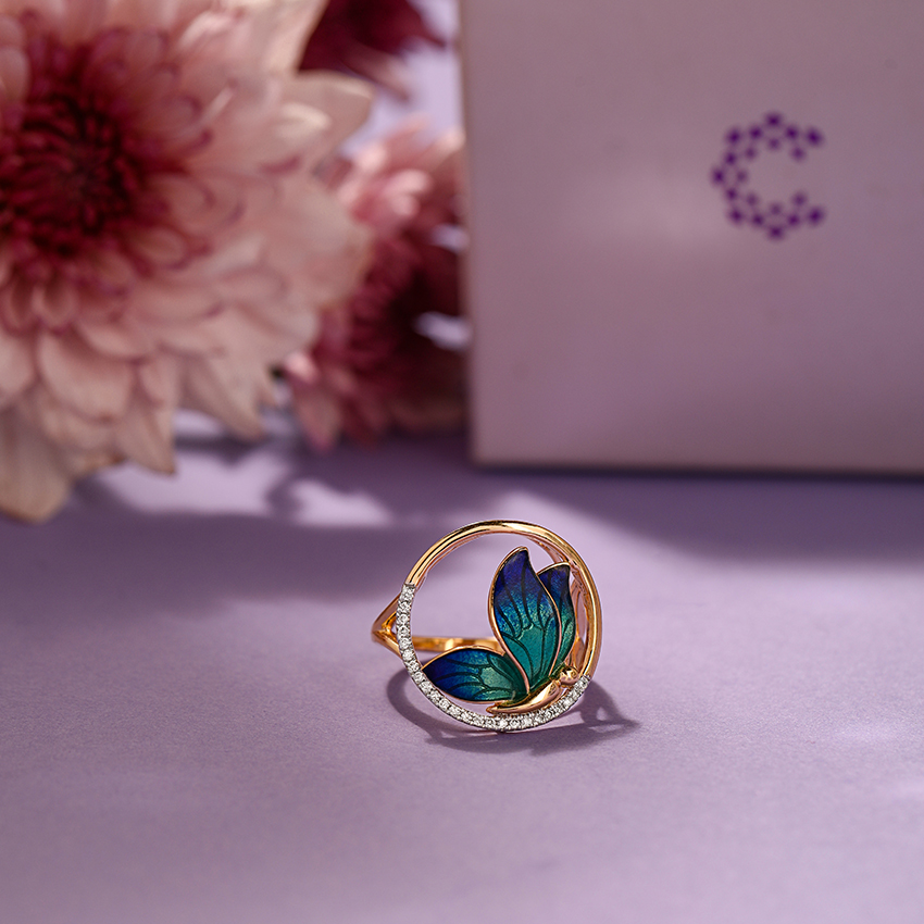 Encircle Blue Butterfly Diamond Ring