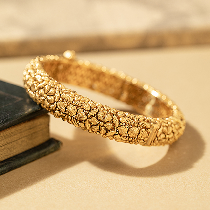 Navratan Temple Openable 22KT Gold Bangle